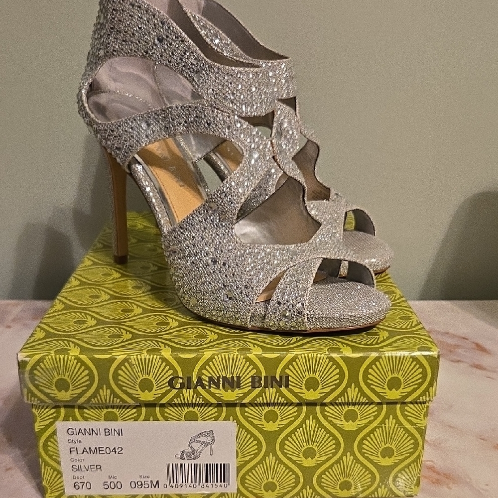 Gianni Bini Silver Sparkly Heels